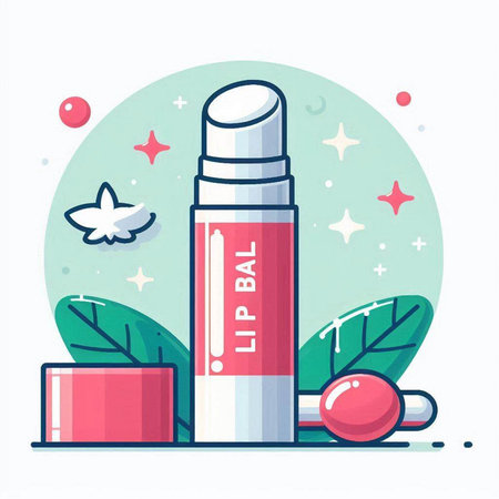 Lipstick. Colorful flat vector illustration on white background.のイラスト素材