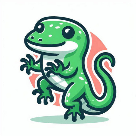 Cute cartoon lizard isolated on a white background. Vector illustration.のイラスト素材
