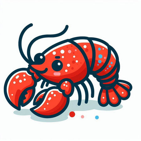 Cute cartoon lobster. Vector illustration isolated on a white background.のイラスト素材