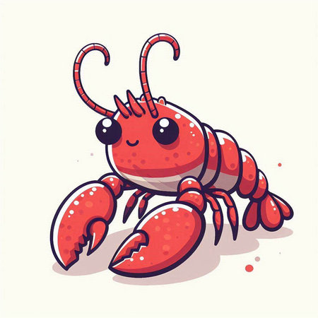 Cute cartoon red crab. Vector illustration isolated on white background.のイラスト素材