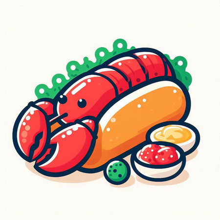 Lobster hot dog icon on white background. Vector illustration.のイラスト素材