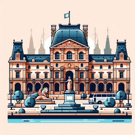 City hall building in Vienna, Austria. Vector illustration in retro style.のイラスト素材