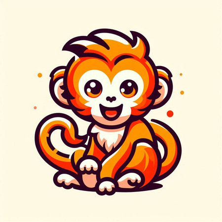 Cute cartoon monkey. Vector illustration. Isolated on white background.のイラスト素材