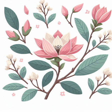 Set of decorative cosmetics and accessories. Vector illustration in flat style.のイラスト素材