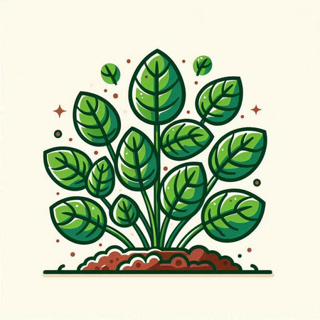 Plant with green leaves in hand drawn style. Vector illustration.のイラスト素材
