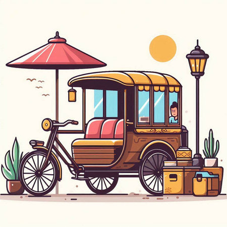 Tuk Tuk is a traditional Indian taxi. Vector illustration.のイラスト素材