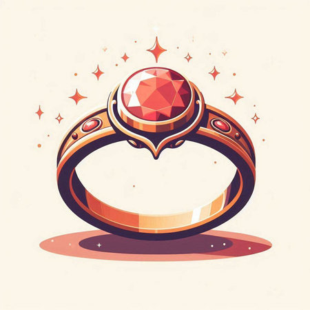 Jewelry ring with diamond. Vector illustration in retro style.のイラスト素材