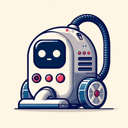 Robot vacuum cleaner. Vector illustration of a cartoon robot vacuum cleaner.のイラスト素材