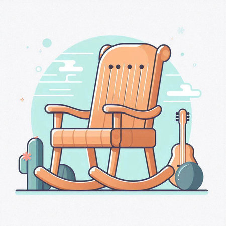 Cartoon rocking chair in flat style. Vector illustration of rocking chair.のイラスト素材