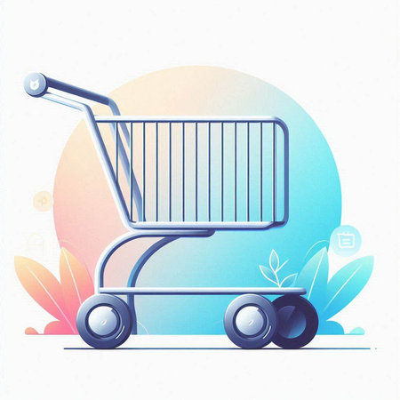 Vector illustration of shopping cart on white background. Eps 10 file.のイラスト素材