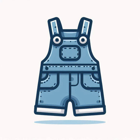 Denim shorts with pockets. Vector illustration in doodle style.のイラスト素材