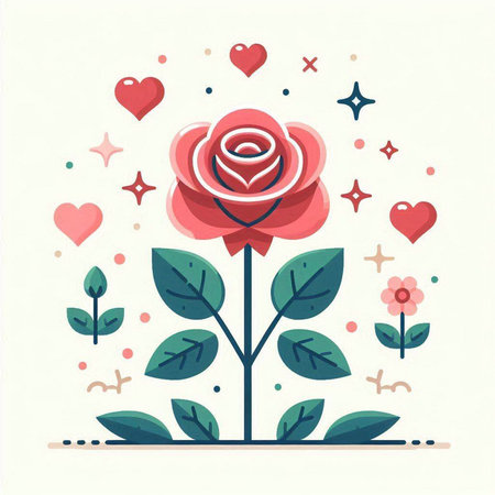 Valentine's day greeting card with roses and hearts. Vector illustration.のイラスト素材