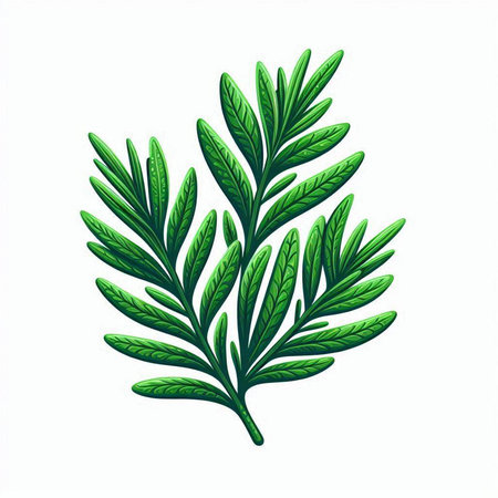 Hand drawn rosemary branch isolated on white background. Vector illustration.のイラスト素材