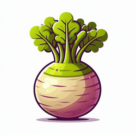 Illustration of a kohlrabi in a pot on a white backgroundのイラスト素材