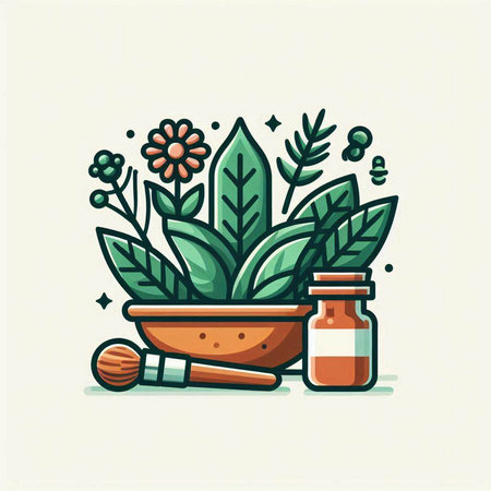 Herbal medicine and aromatherapy flat line icon. Vector illustration.のイラスト素材