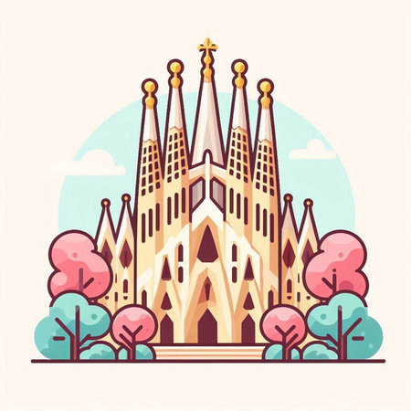 Barcelona Cathedral.のイラスト素材