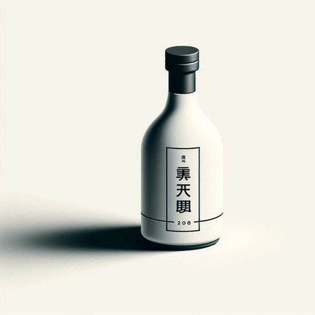bottle of sake on a white background. 3D rendering.のイラスト素材
