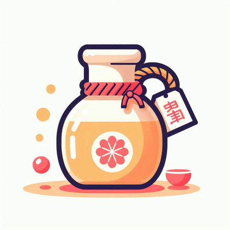 Honey jar with a label. Vector illustration in flat style.のイラスト素材