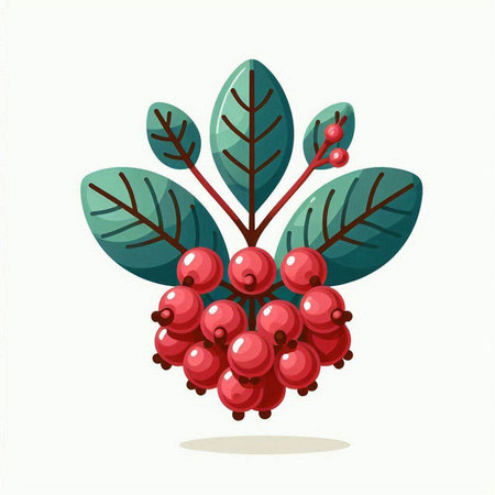 Ripe red currant berries with green leaves. Vector illustration.のイラスト素材