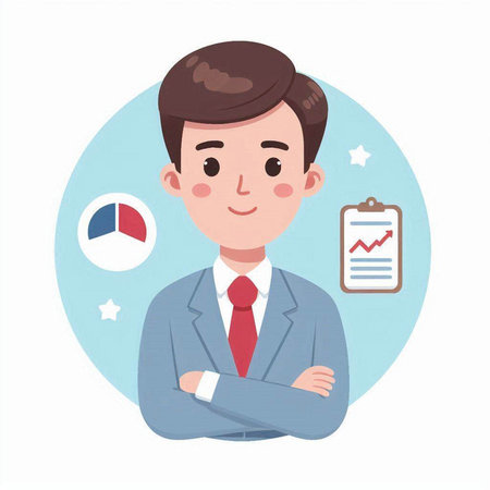 Businessman in suit and tie. Vector illustration in cartoon style.のイラスト素材