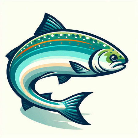 Rainbow trout fish isolated on a white background. Vector illustration.のイラスト素材