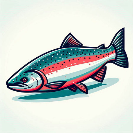 Vector illustration of a salmon on a white background. Vector illustration.のイラスト素材
