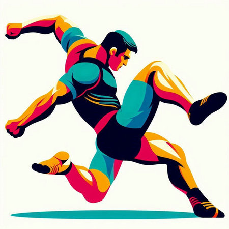 Athletic man running on a white background, vector illustrationのイラスト素材