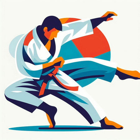 Taekwondo. Aikido fighter. Vector illustration.のイラスト素材