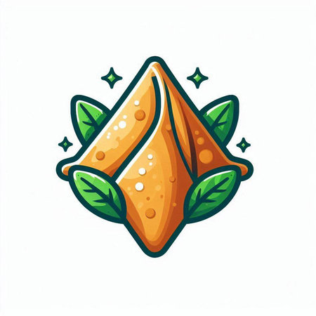 Crispy fried dumplings with green leaves. Vector illustrationのイラスト素材