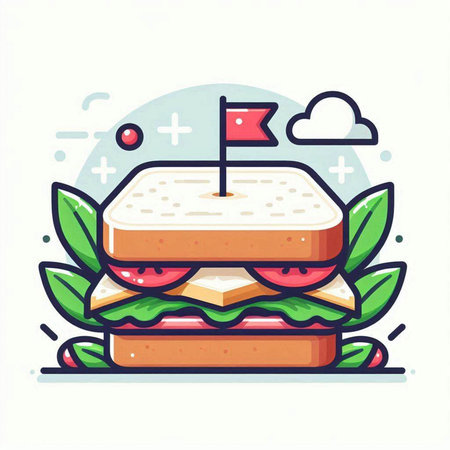 Sandwich icon. Vector illustration of fast food. Flat style.のイラスト素材