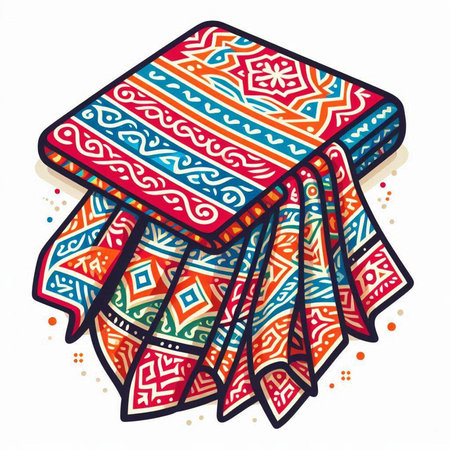 Vector illustration of hand-drawn scarf with ethnic ornaments.のイラスト素材