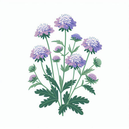 Blue scabiosa isolated on white background. Vector illustration.のイラスト素材