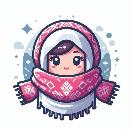 Vector illustration of a cute Russian girl in a hat and scarf.のイラスト素材