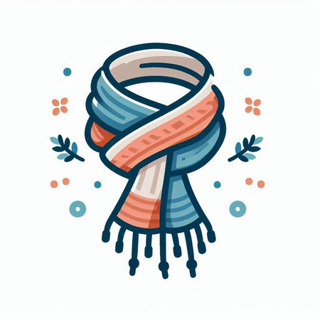 Vector hand drawn illustration of a scarf. Isolated on white background.のイラスト素材
