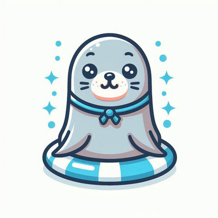 Cute seal in a hat. Vector illustration in cartoon style.のイラスト素材
