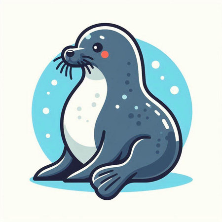 Vector illustration of a cute seal on a white background. Cartoon style.のイラスト素材