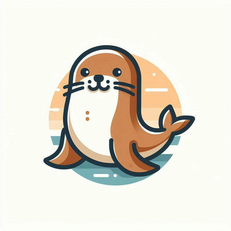 Cute seal cartoon icon, vector illustration. Flat design style.のイラスト素材