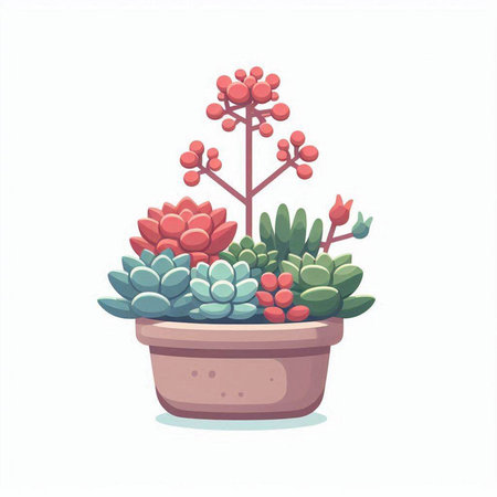 Flowerpot with succulents. Vector illustration in cartoon styleのイラスト素材