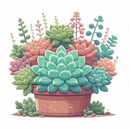 Succulent plant in a pot. Vector illustration isolated on white background.のイラスト素材
