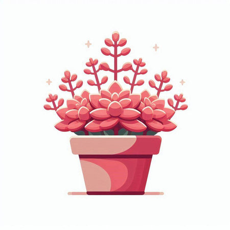 Flowerpot with succulents. Vector illustration in cartoon styleのイラスト素材