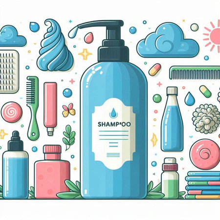 Hand drawn beauty products and accessories. Vector illustration in cartoon style.のイラスト素材
