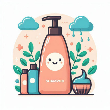Vector illustration of body care products in cartoon style. Body care products.のイラスト素材