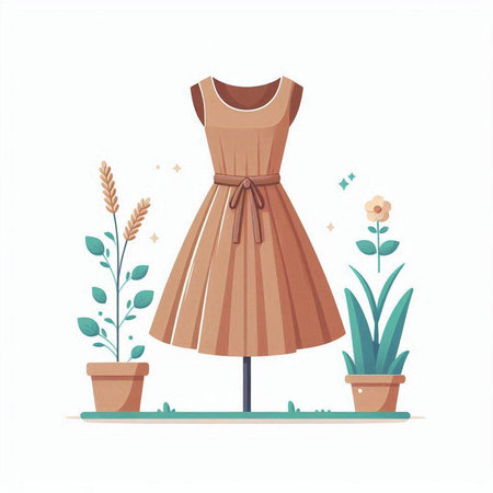 Women's dress on a mannequin. Vector illustration in flat styleのイラスト素材