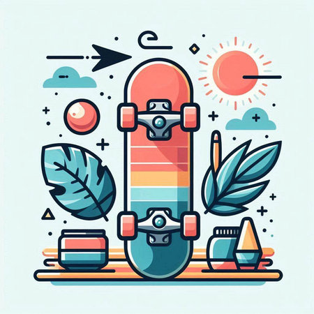 Skateboard in modern flat style. Skateboarding concept. Vector illustrationのイラスト素材