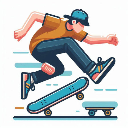 Skateboarder riding on a skateboard. Vector illustration.のイラスト素材