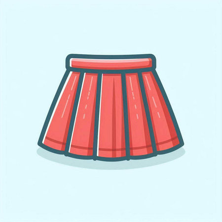Vector illustration of a red skirt on a blue background. Isolated object.のイラスト素材