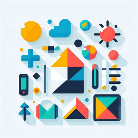 Abstract geometric shapes in trendy flat style. Vector illustration for your design.のイラスト素材