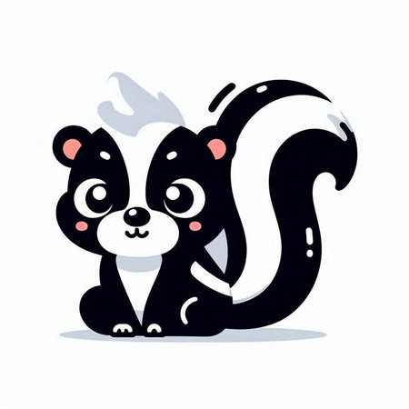 Cute skunk cartoon on a white background. Vector illustration.のイラスト素材