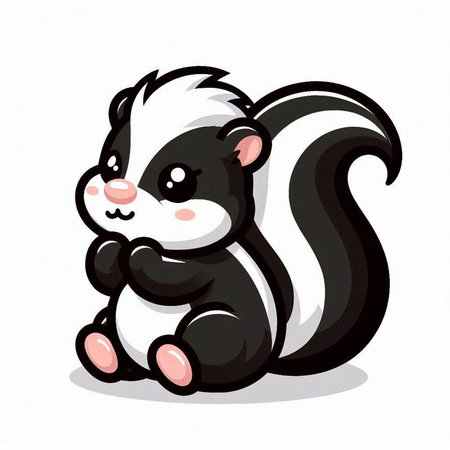 Cute skunk isolated on a white background. Vector illustration.のイラスト素材
