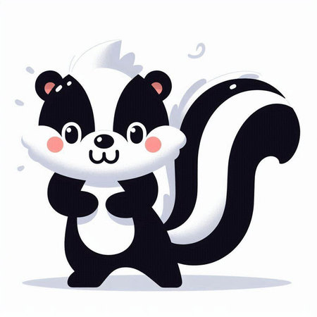 cute skunk cartoon on a white background. vector illustration.のイラスト素材